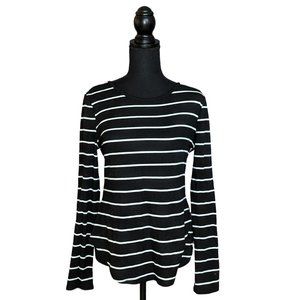 Shein Long Sleeve Black Top with White Stripes